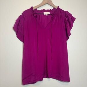 MELLODAY Women's Purple Elegant Ruffled Blouse